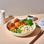 Vegane Hackbällchem Bowl mit Teriyaki Soße