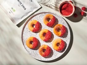 Backofen Krapfen mit Himbeer Chia Marmelade